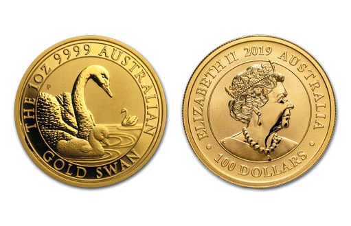 Инвестиционная золотая монета, посвященная лебедям.