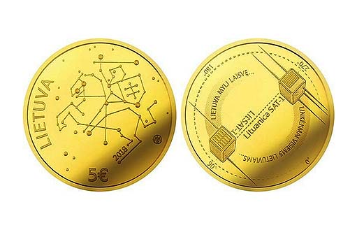 литовская монета из золота в серии о науке