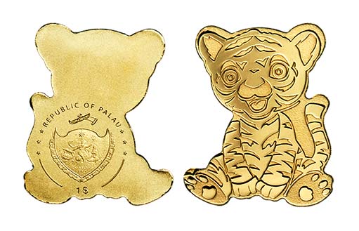 Золотая монета «Крошечный тигр» из серии «Особые формы золота»