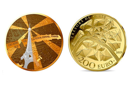 монета из золота, посвященная главной парижской достопримечательности — Эйфелевой Башне