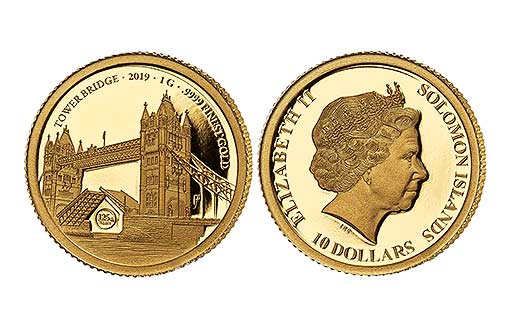 Памятная золотая монета в честь 125-летия Тауэрского Моста