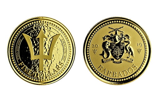 Золотой «Трезубец» на монетах Барбадоса