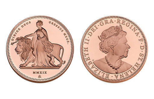 изготовлена золотая монета по эмитенту островного государства Остров Святой Елены под названием «Уна и лев»