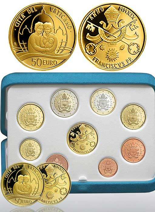 Очередной ежегодный набор монет из Ватикана.
