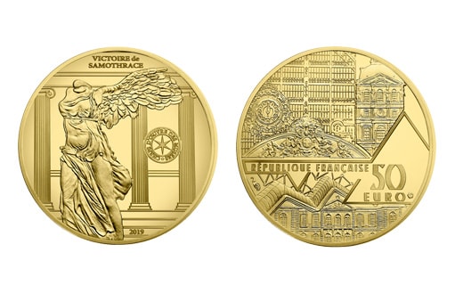 Франция планирует выпустить золотую и серебряную монету под названием «Победа Самофракии».