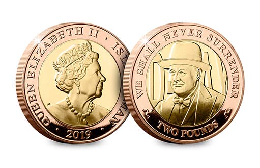Памятная золотая монета посвященная словам Уинстона Черчилля «Мы никогда не сдадимся»
