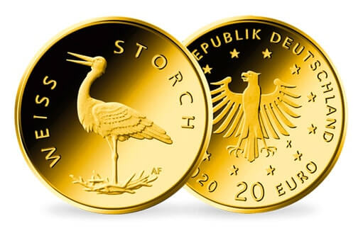 Инвестиционная монета из золота под названием «Белый аист»