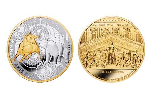 серебряная монета быки и медведи