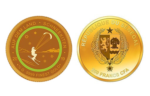 сенегальская золотая монета с видами спорта