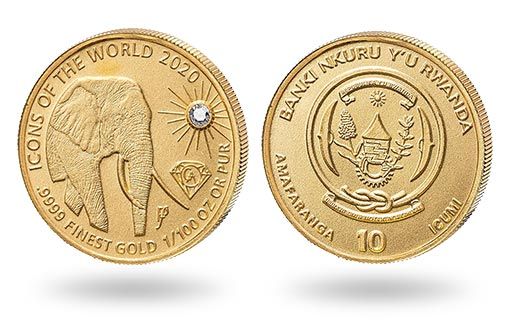 африканскому слону посвящена золотая монета Руанды