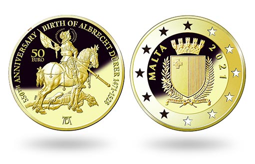 По заказу Мальты вышли золотые монеты в честь 550-летнего юбилея Дюрера
