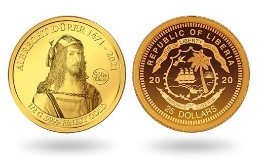 золотую монету Либерии посвятили художнику Альбрехту Дюреру