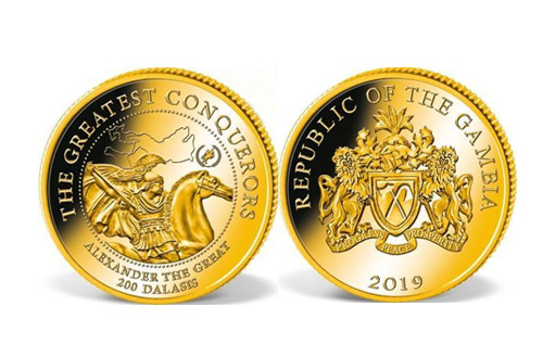 Александру Македонскому посвящены золотые монеты Гамбии