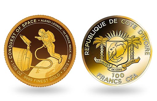Алексей Леонов покоряет космос на золотой монете Кот-д’Ивуара