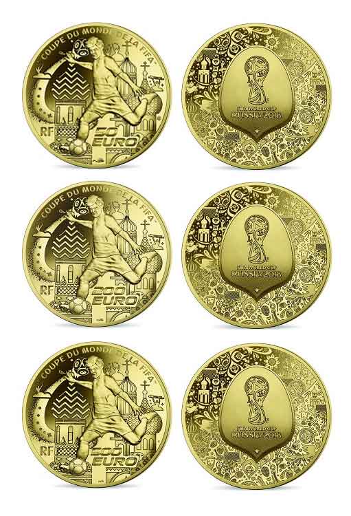 золотые монеты Франции ЧМ-2018