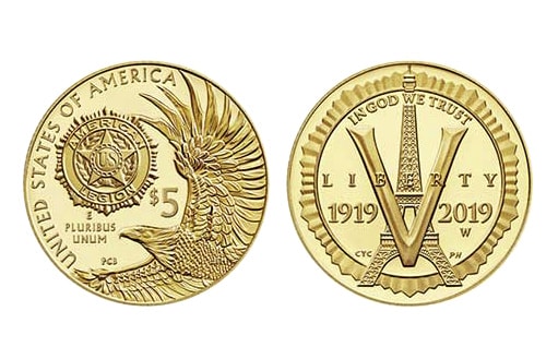 монета из золота в честь Американского Легиона