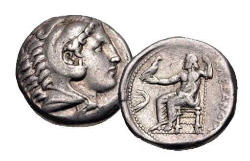 тетрадрахма Александра Македонского 336-323 гг. до н.э. с кормой корабля