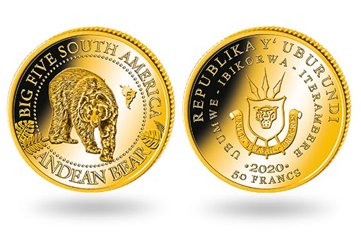 золотая монета Бурунди посвящена Андскому медведю