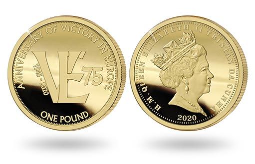 75-летию мира в Европе посвящены золотые монеты Тристан-да-Кунья 