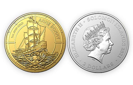 инвестиционные монеты из золота и серебра про пиратов