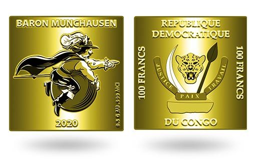 Барону Мюнхгаузену посвящены золотые монеты Конго