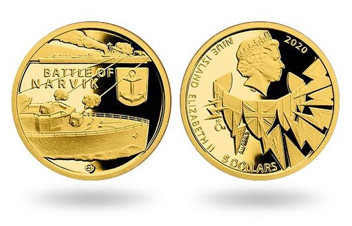 золотая монета Ниуэ посвящена победе в битве при Нарвике