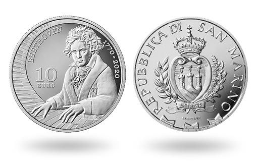 серебряные монеты Сан Марино в честь 250-летнего юбилея Бетховена