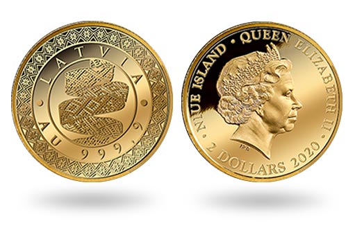 Золотые монеты Ниуэ с тканным поясом Лиелварде