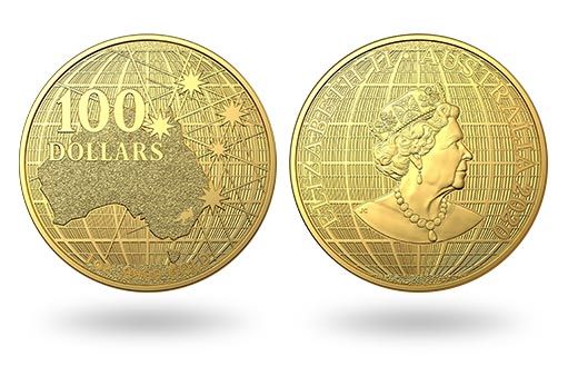 инвестиционные монеты Австралии из золота с изображением южного неба
