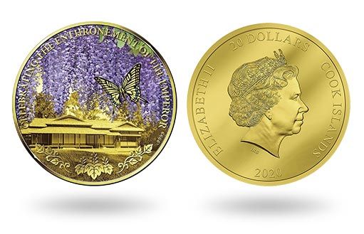 на золотых монетах островов Кука изображены цветы глицинии