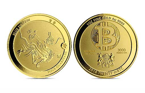 Золотая монета «Голубой Дракон», соединившая в себе традиционное золото в качестве инвестиционного актива и цифровую валюту биткоин