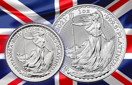 две платиновые монеты «Британия» образца 2021 года