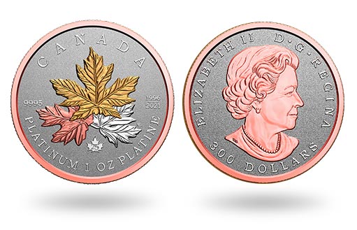 Канада отчеканила инвестиционную платиновую монету Канадский клен навсегда