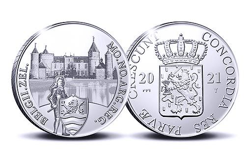 серебряная монета с замков Вестхов Нидерлады