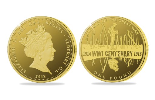 В Олдерни отчеканены монеты из золота, посвященные окончанию I Мировой войны
