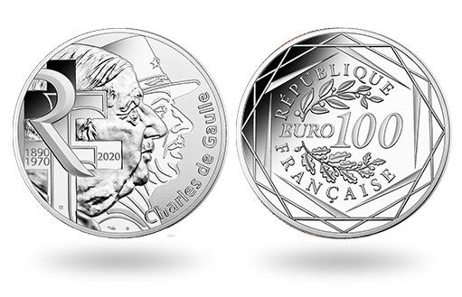 серебряные монеты Франции посвящены Шарлю де Голлю