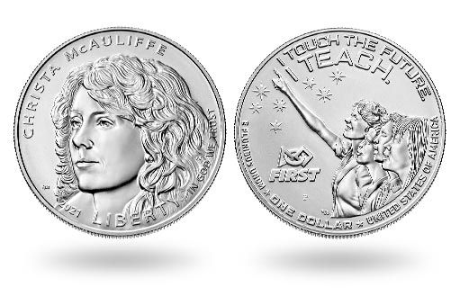 серебряные монеты США в честь астронавта Кристы Маколифф