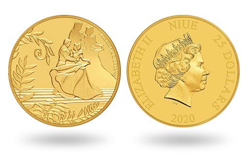 Золушка изображена на золотых монетах Ниуэ