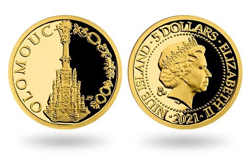 в Ниуэ представили золотую монету Колонна Пресвятой Троицы