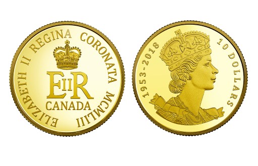 Монета из золота в честь коронации британской королевы Елизаветы II