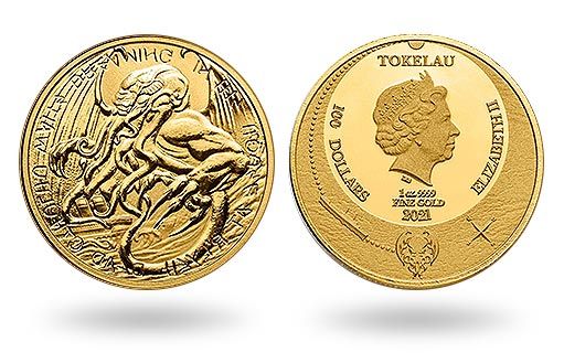 Ктулху изображен на золотой монете Токелау