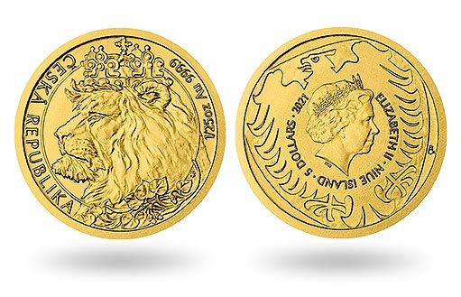Ниуэ выпустил золотую монету Чешский лев