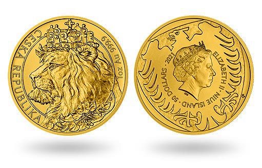 унцовая золотая монета со львом