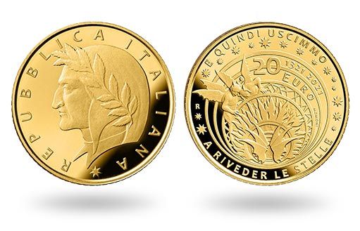 Римский монетный двор представил памятную золотую монету в память о Данте