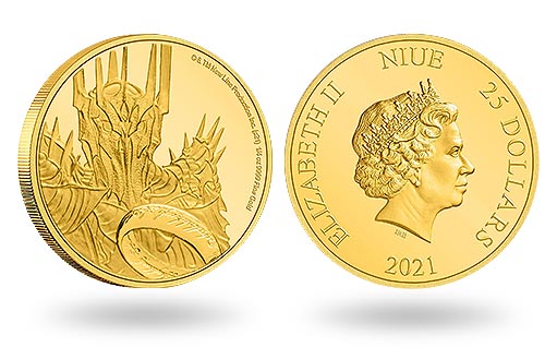 от имени Ниуэ была выпущена коллекционная золотая монета с изображением Саурона