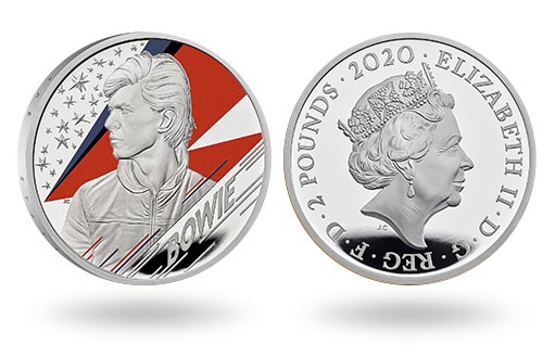 портрет Дэвида Боуи на британских монетах из серебра