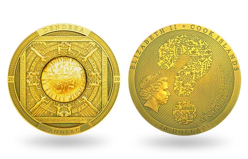 серебряные монеты островов Кука с изображением Зодиака Дендеры