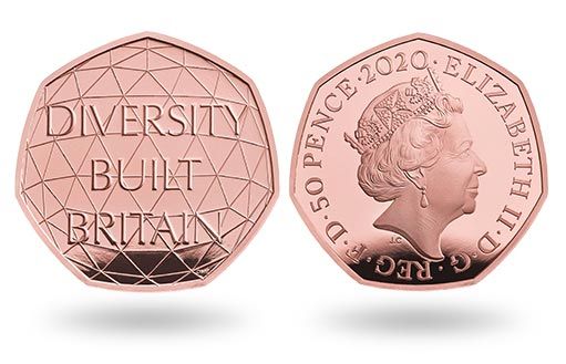 золотая монета Великобритании с семью гранями