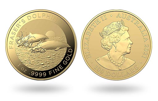 В Австралии вышли золотые монеты с дельфинами Фрейзера