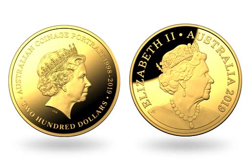 австралийские золотые монеты отчеканены с двойным портретом королевы Елизаветы